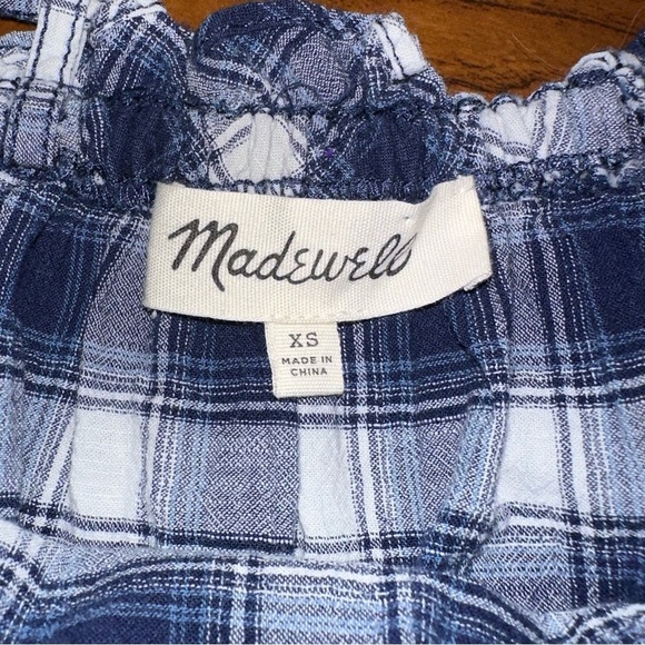 Madewell Blue Plaid 100% Cotton Spaghetti Adjustable Strap Tank Top Size XS - Picture 5 of 7